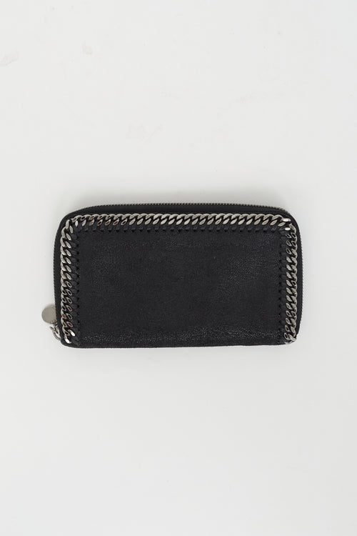 Stella McCartney Black Falabella Silver-Tone Zip Wallet