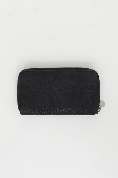 Stella McCartney Black Falabella Silver-Tone Zip Wallet