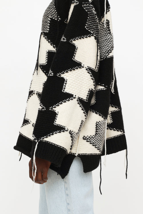 Stella McCartney Black 
White Fringed Sweater