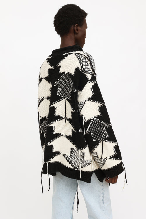 Stella McCartney Black 
White Fringed Sweater