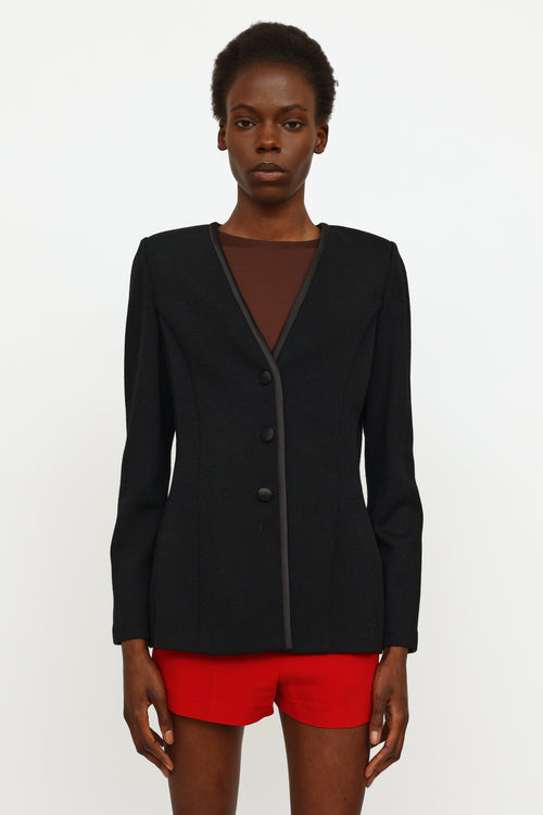 St. John Black Knit Button Blazer