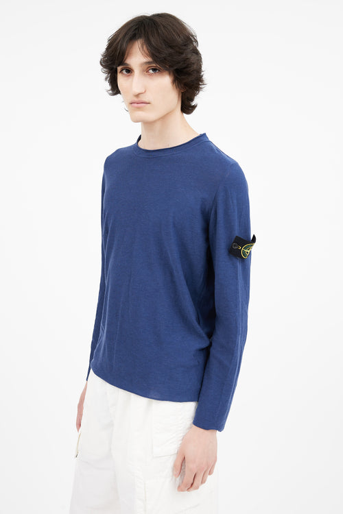 Stone Island Navy Cotton Logo Patch Sweater