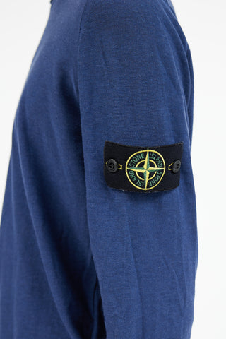 Stone Island Navy Cotton Logo Patch Sweater