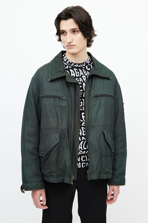 Stone Island Green Textured Utility Jacket