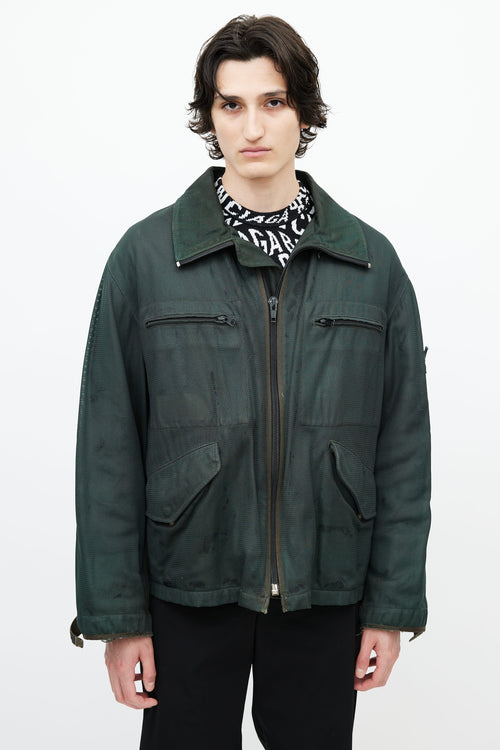 Stone Island Green Textured Utility Jacket