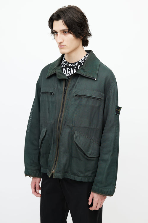 Stone Island Green Textured Utility Jacket