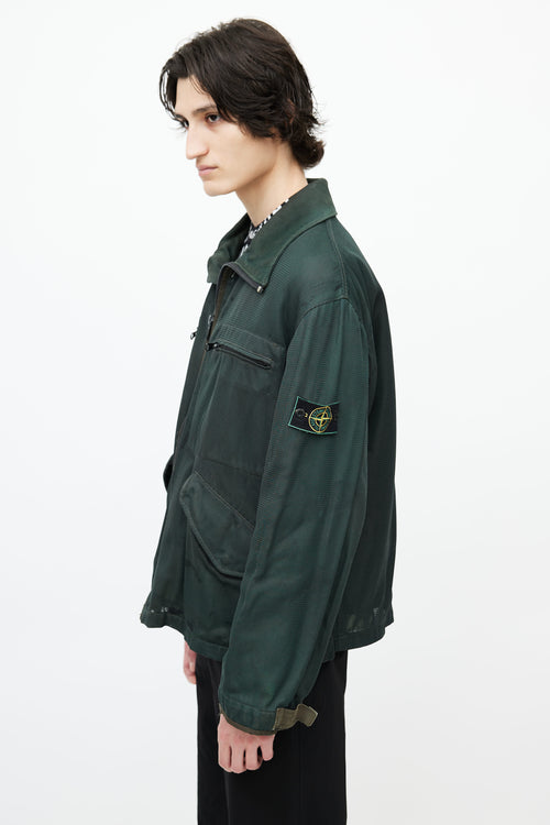 Stone Island Green Textured Utility Jacket