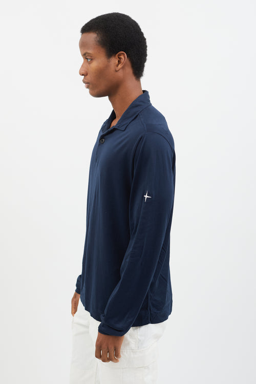 Stone Island Navy Polo Long Sleeve  Shirt