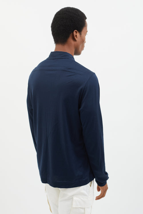 Stone Island Navy Polo Long Sleeve  Shirt