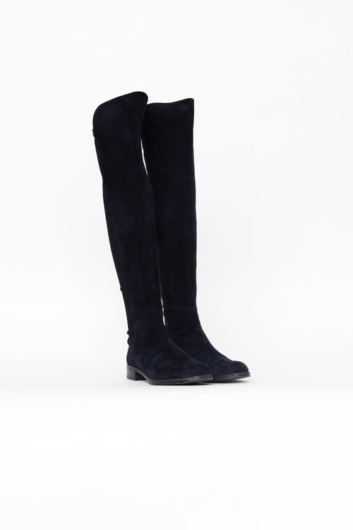 Stuart Weitzman Navy Suede 5050 Boots