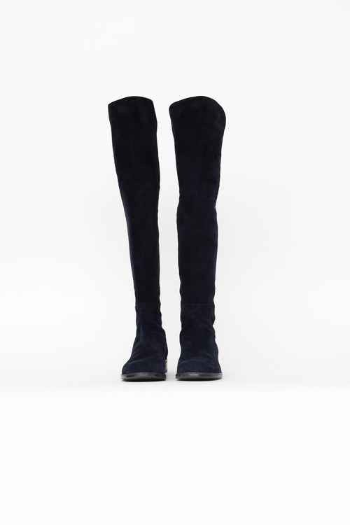 Stuart Weitzman Navy Suede 5050 Boots