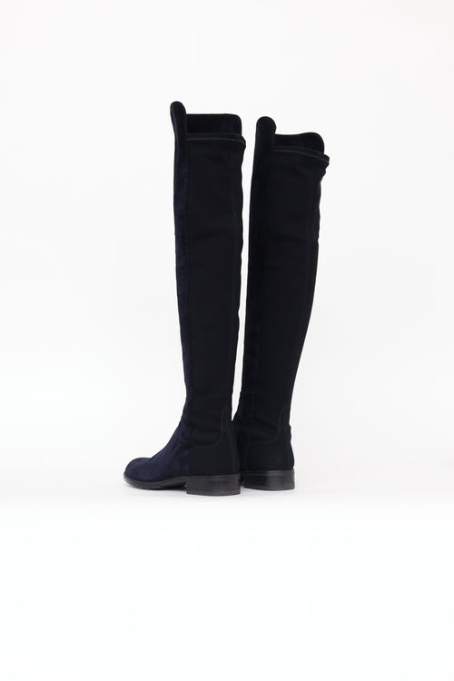 Stuart Weitzman Navy Suede 5050 Boots