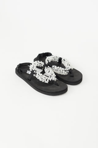 Suicoke Black Beaded Strappy  Sandal