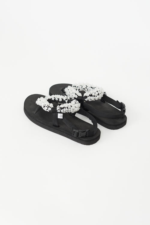 Suicoke Black Beaded Strappy  Sandal