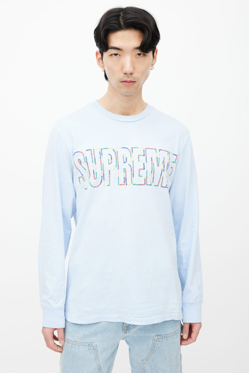 Supreme Light Blue Embroidered Logo Long Sleeve Top