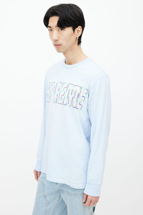 Supreme Light Blue Embroidered Logo Long Sleeve Top