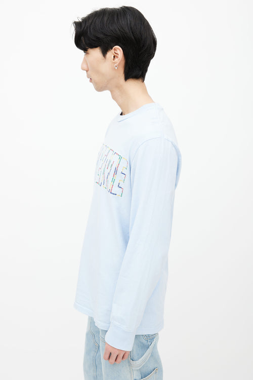 Supreme Light Blue Embroidered Logo Long Sleeve Top