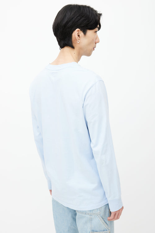 Supreme Light Blue Embroidered Logo Long Sleeve Top