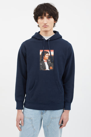 Supreme Navy Cotton MJ Graphic Print Hoodie Sweater