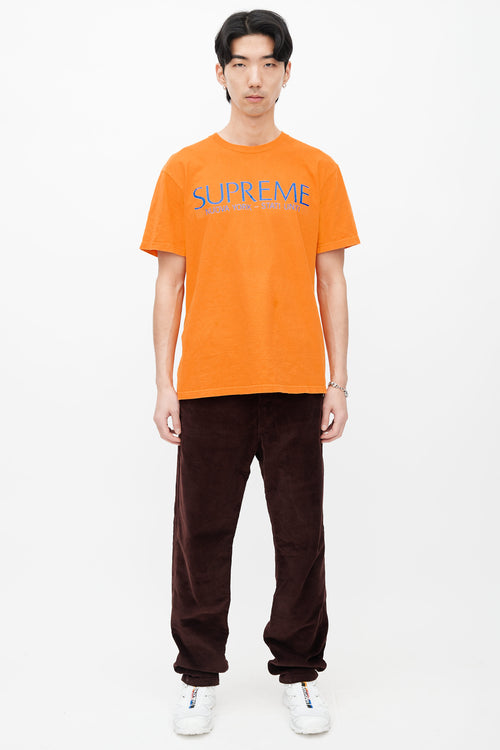 Supreme Orange 
Blue Graphic Letter T-Shirt