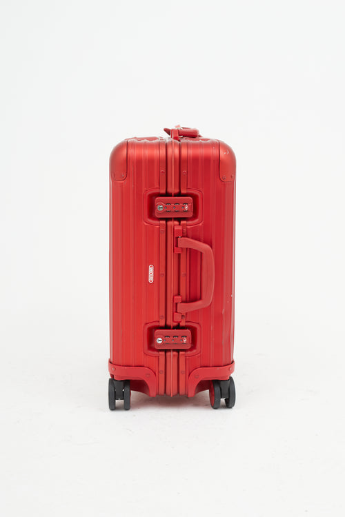 Rimowa x Supreme 45L Red 
White Logo Hard Case Topas Luggage