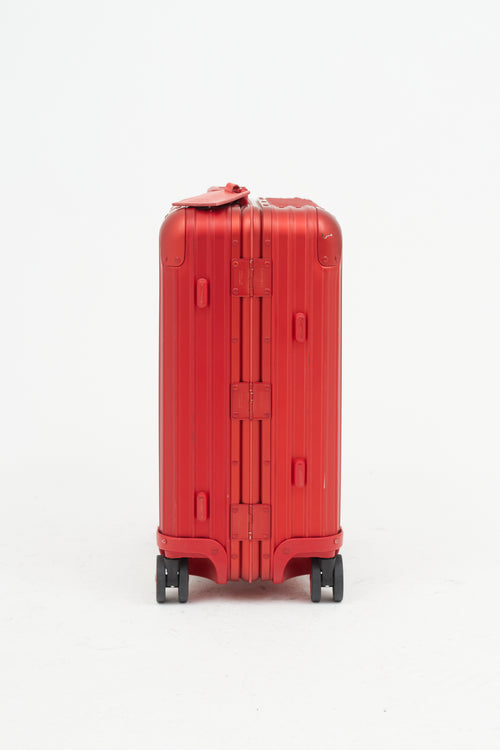 Rimowa x Supreme 45L Red 
White Logo Hard Case Topas Luggage