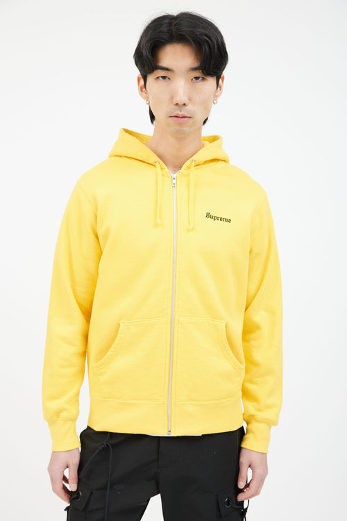 Supreme Yellow Cotton 666 Zip Hoodie