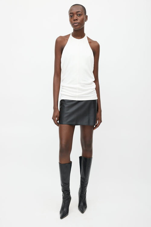 T by Alexander Wang White 
Silver-Tone Halter Neck Top