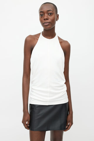 T by Alexander Wang White 
Silver-Tone Halter Neck Top