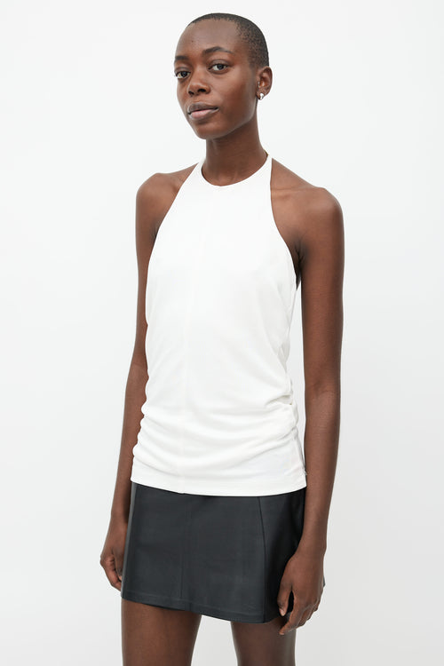 T by Alexander Wang White 
Silver-Tone Halter Neck Top