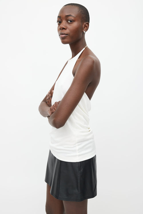 T by Alexander Wang White 
Silver-Tone Halter Neck Top