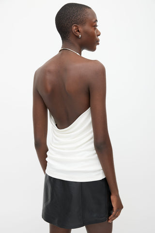 T by Alexander Wang White 
Silver-Tone Halter Neck Top