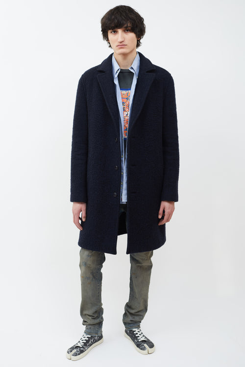 T by Alexander Wang Navy Wool Blend Long  Coat