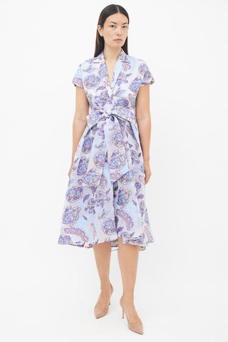 Temperley Purple Floral Brocade Dress