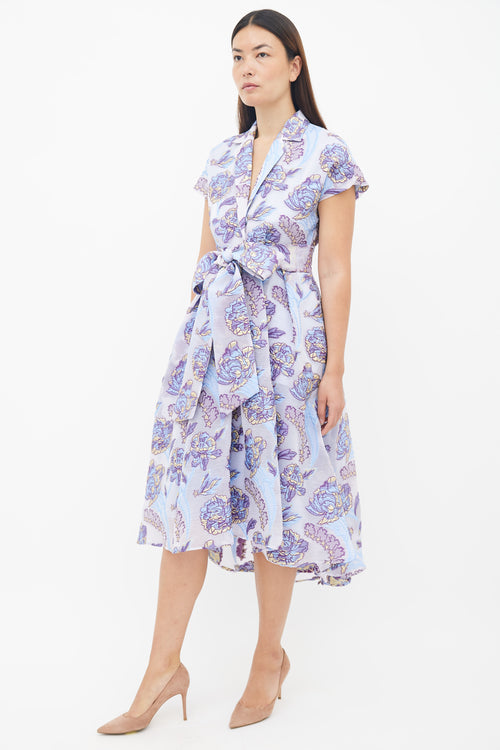 Temperley Purple Floral Brocade Dress