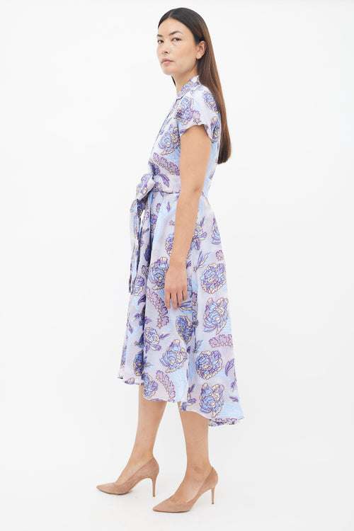 Temperley Purple Floral Brocade Dress