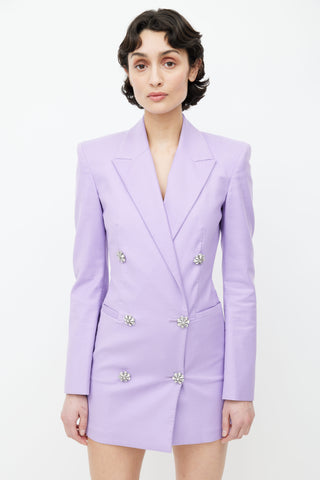 The Attico Purple Rhinestone Button Blazer Dress