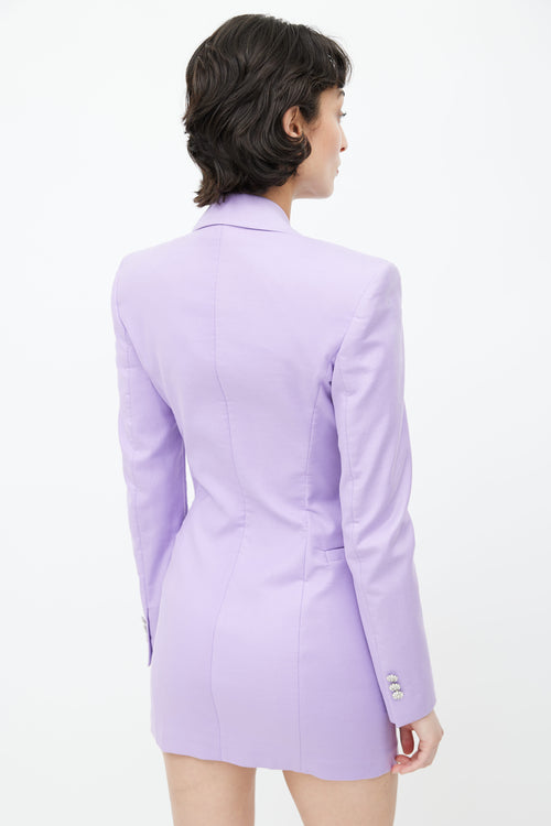 The Attico Purple Rhinestone Button Blazer Dress