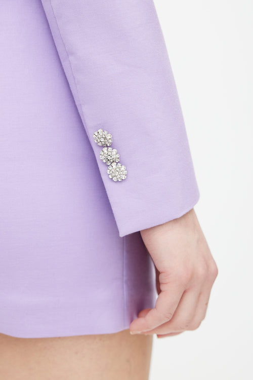 The Attico Purple Rhinestone Button Blazer Dress