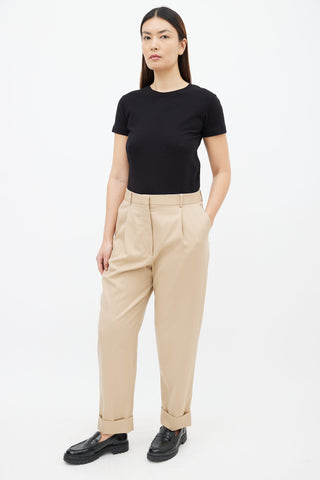 The Row Beige Wool Straight Leg  Trouser