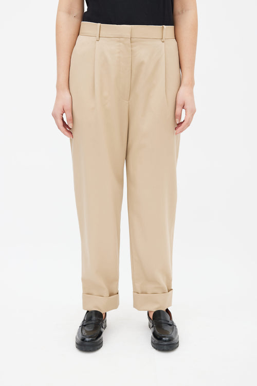 The Row Beige Wool Straight Leg  Trouser