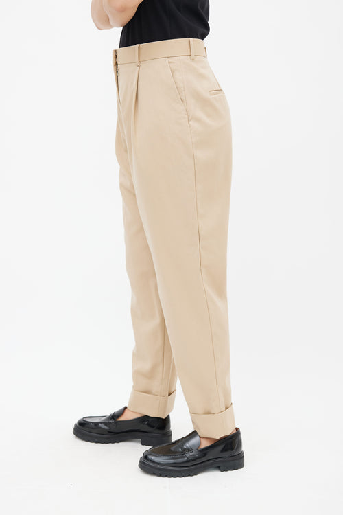 The Row Beige Wool Straight Leg  Trouser