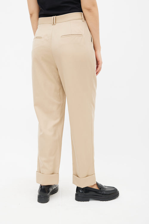 The Row Beige Wool Straight Leg  Trouser