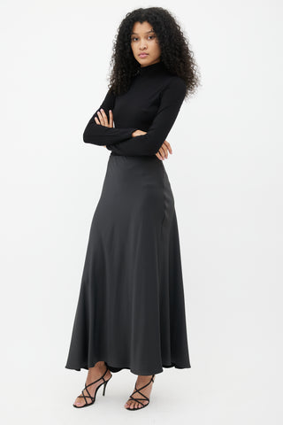 The Row Black Satin Maxi Skirt