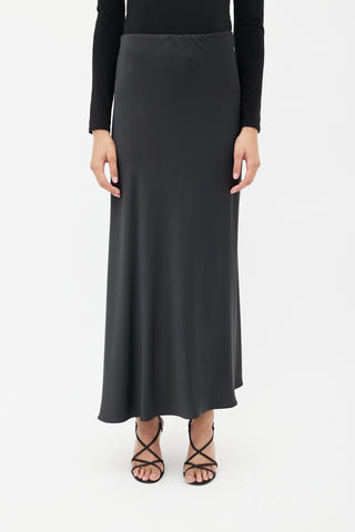 The Row Black Satin Maxi Skirt