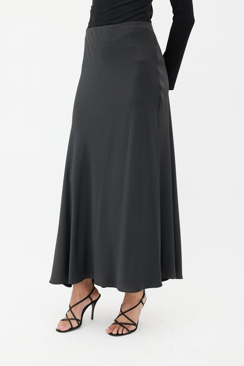 The Row Black Satin Maxi Skirt