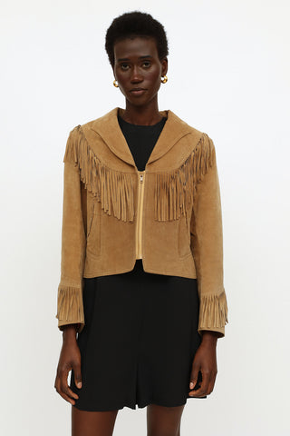 VSP Archive Beige Suede Fringe Jacket