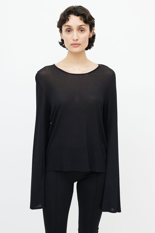 The Row Black Bell Sleeve Sweater