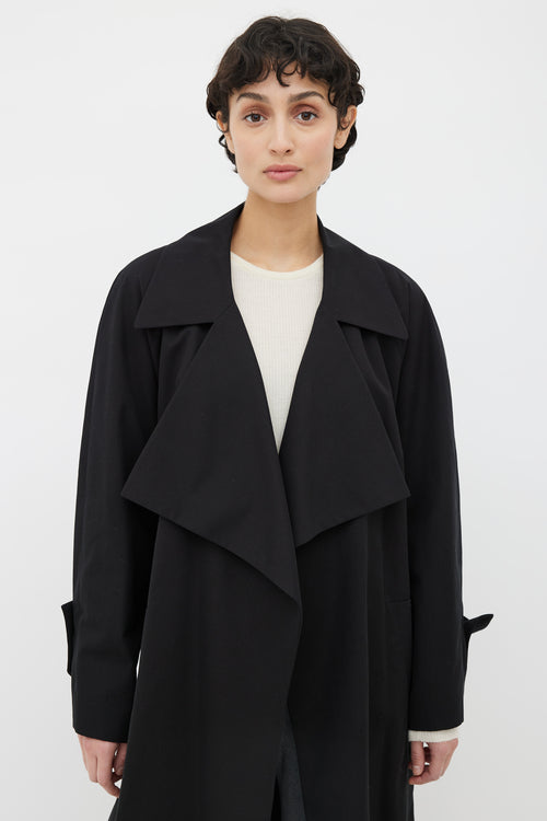 The Row Black Cotton Waist Belt Long Trench Coat