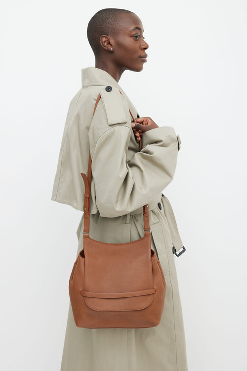 The Row Brown Leather Flap Shoulder Bag